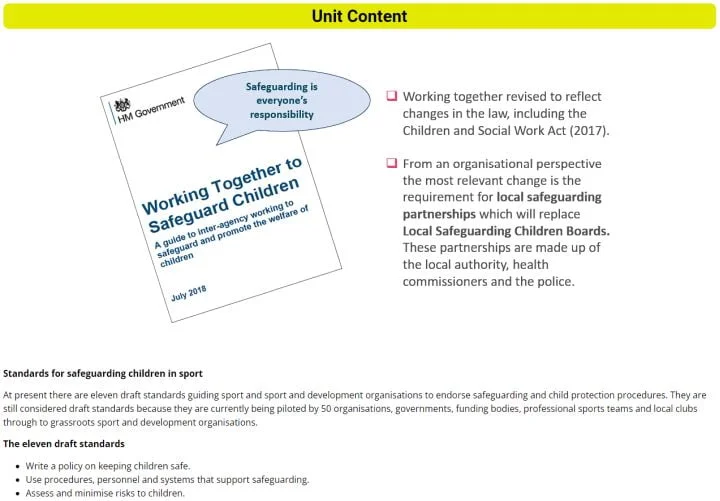 Designated and Senior Safeguarding Lead in a Sporting Organisation screenshot